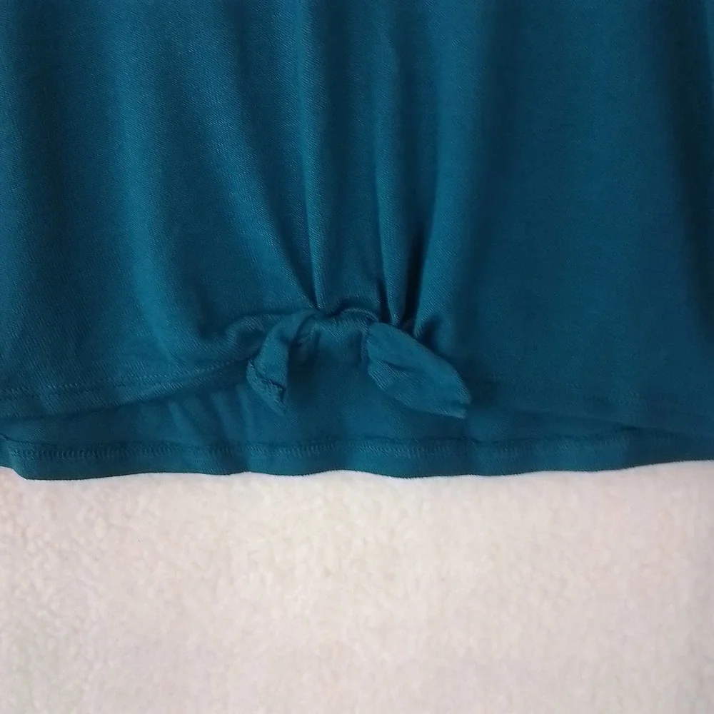 OshKosh Girls Knit Top‎ 14 Blue Teal Lightweight Sweater Scoop Neck Long Sleeve